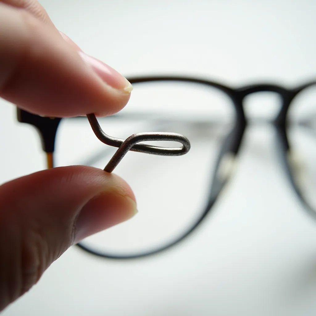 Vue macro de doigts ajustant délicatement les branches d'une monture de lunettes