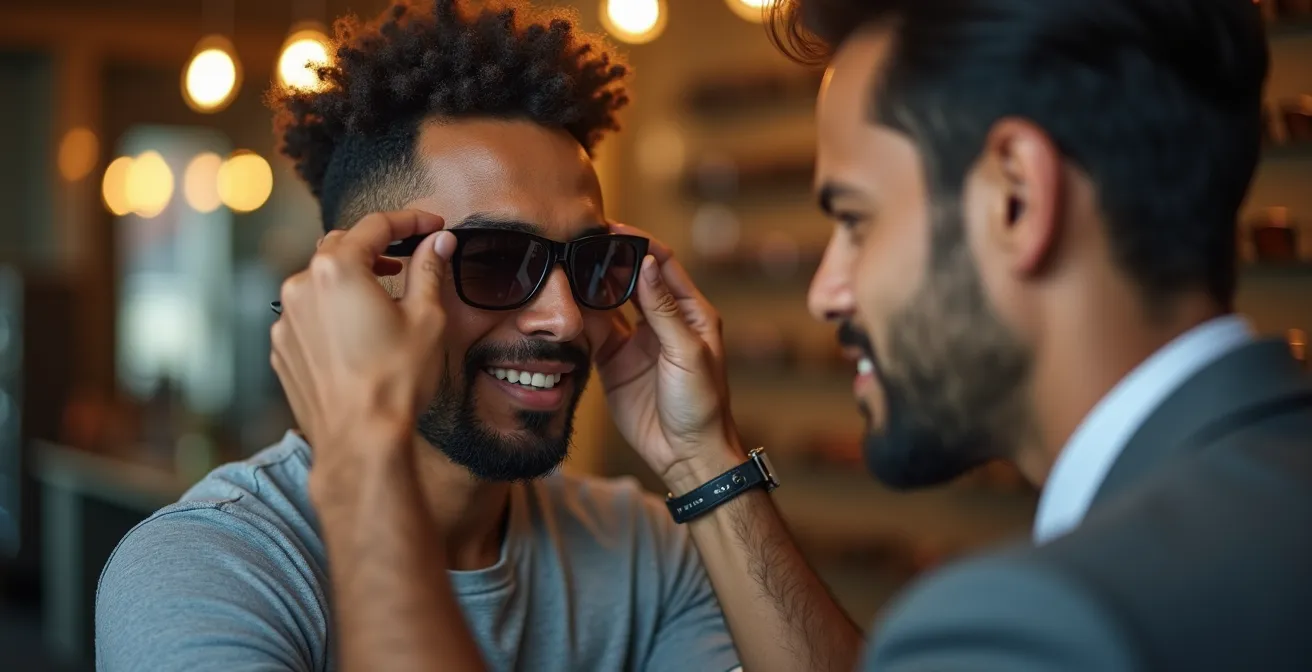 Opticien réalisant un ajustement professionnel de Ray-Ban
