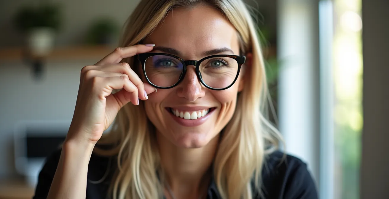 Portrait d'une personne satisfaite portant des lunettes modernes