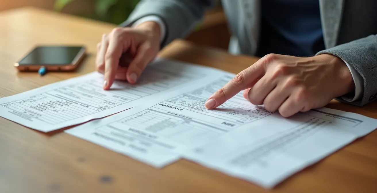 Mains organisant des documents administratifs sur un bureau